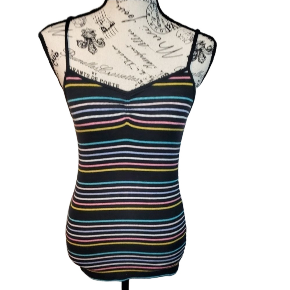 No Boundaries Black Striped Tank Top Medium
